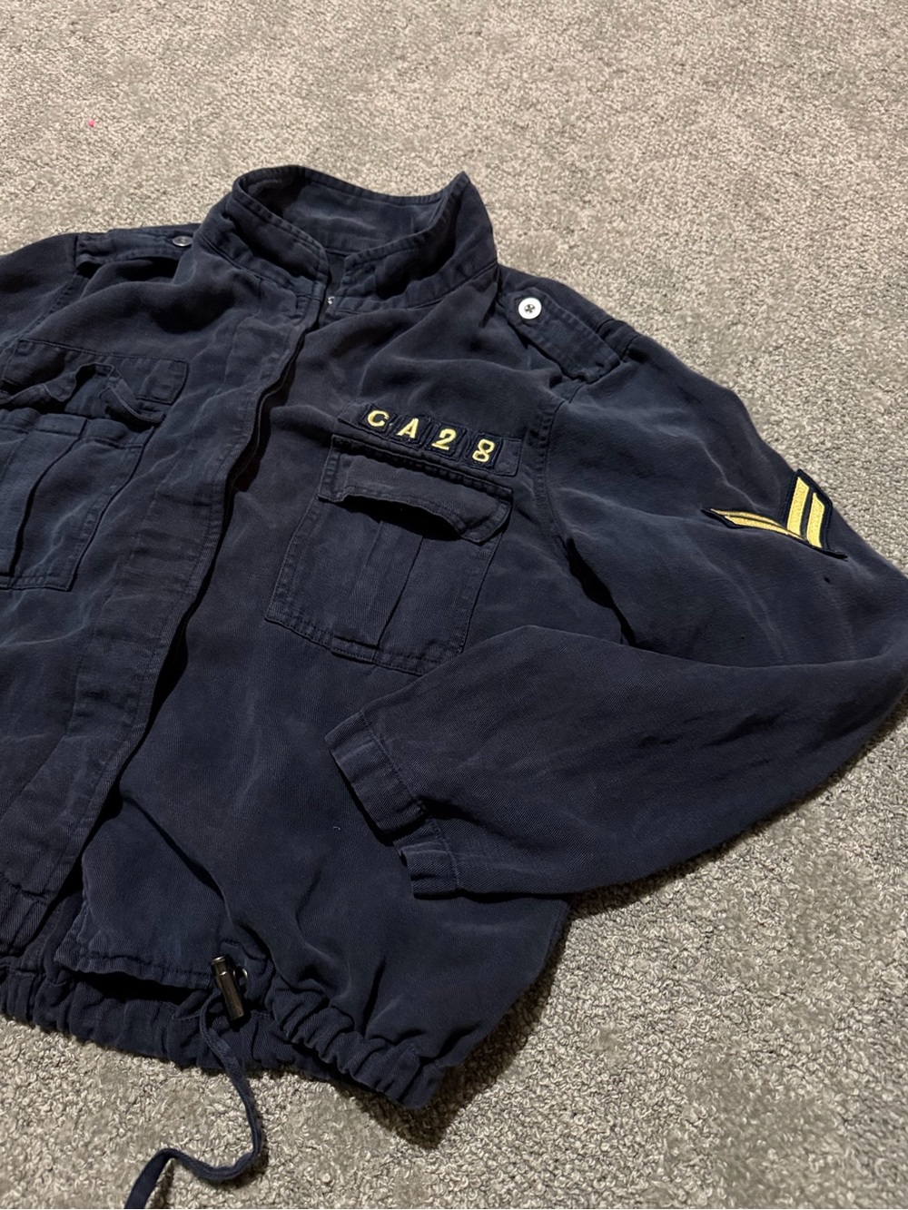 Rails Maverick Military Jacket navy blue small buttons and draw string patches